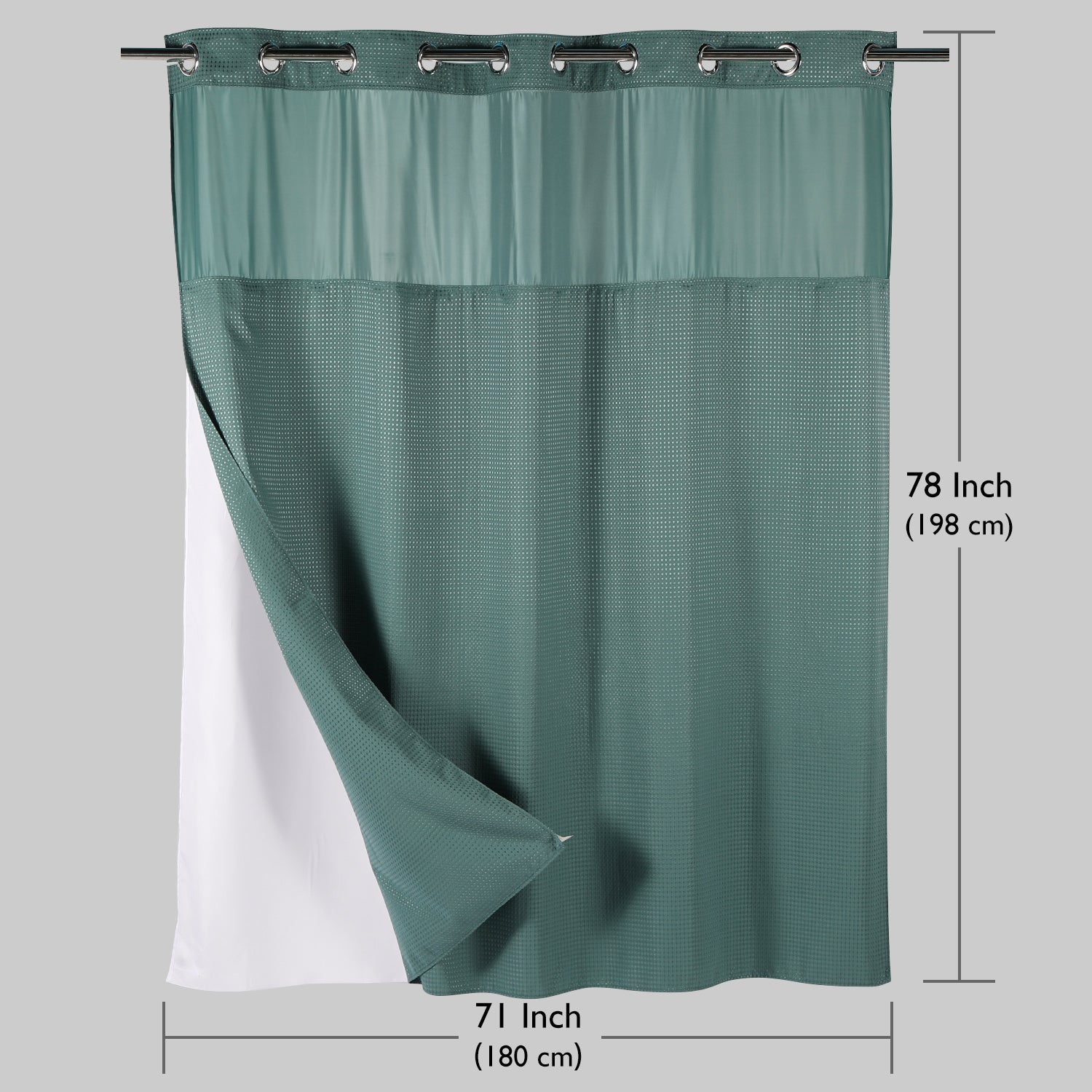Gibelle No Hook Waffle Weave Shower Curtain with Snap-in Fabric Liner Set  for Bathroom, Hotel Style with Mesh Top Window, Waterproof & Washable, Sage  Green, 72x74 - Yahoo Shopping